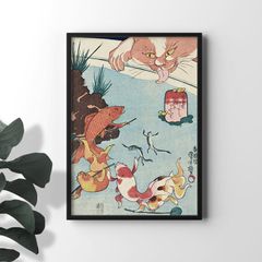 A2サイズ 歌川国芳 ポスター 金魚づくし 百ものがたり 浮世絵 怪談