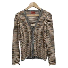 MISSONI(ミッソーニ) カーディガン サイズ46 L レディース - 黒×アイボリー×マルチ 長袖/アーガイル