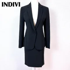 インディヴィ セットアップ ワンボタン ジャケット38 スカート36 ブラック