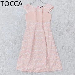 トッカ　パーティードレス　花柄　キャップスリーブ　Aライン　フレア　エレガント　フェミニン　華やか　上品　ピンク系　XSサイズ