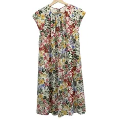 Lois CRAYON(ロイスクレヨン) ワンピース サイズM レディース新品同様  - 白×レッド×マルチ クルーネック/ノースリーブ/ひざ丈/花柄