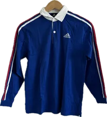 Z1733【美品】adidasアディダス　長袖ポロシャツ　トップス　ブルー　キッズ　160サイズ