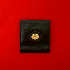 極 美品 Christian Dior クリスチャンディオール ヴィンテージ ロゴ 金具 レザー 本革 コインケース 小銭入れ ウォレット ブラック 04061