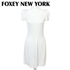 美品】FOXEY NEW YORK 半袖ニットワンピース 38 オフホワイト - メルカリ