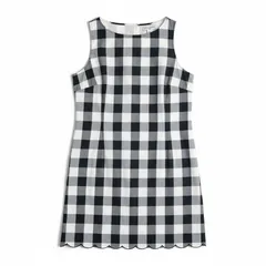 トミーバハマ Tommy Bahama ワンピース ノースリーブ チェック柄 綿100％ 裏地付き 白 黒系 Lサイズ 983406