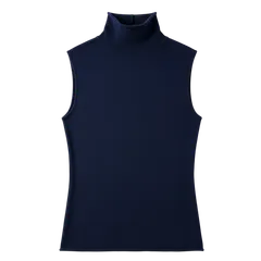 ダナキャランニューヨーク Donna Karan New York カットソー ノースリーブ ボトルネック ストレッチ ネイビー ブルー系 985004