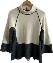 Z1733【美品】pierre cardinピエールカルダン　ニットセーター　トップス　グレーホワイト　レディース　Mサイズ