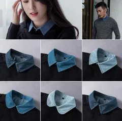 付け襟 つけ襟 レディース メンズ デニム襟 角襟タイプ レイヤード シャツ風 重ね着 ズレにくい 小物 簡単 カジュアル 着回し レジャー 日常225588