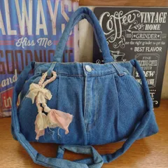147☆USEDデニムリメイク☆大きめショルダーバッグ☆トートバッグ☆ジーンズリメイク☆