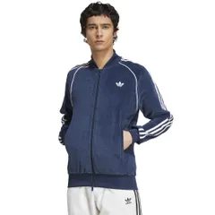 アディダス VELOUR SST TT スーパースター アディカラー ベロア トラックトップ ジャージ メンズ トラックジャケット QD668 (JP, アルファベット, L, ナイトインディゴ(JW5863)) [ナイトインディゴ(JW5863)] [L]