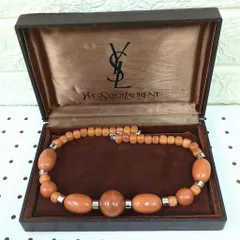 YSL イブサンローラン ネックレス カラーストーン ヴィンテージ ブラウン系