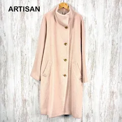 ARTISAN アルチザン アルパカ ウール ハイネック Aライン ロングコート ピンク 大きいサイズのサムネイル