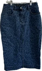 Z1733【美品】Madame Hirokoマダムヒロコ　レオパード柄デニムロングスカート　ボトムス　レディース　11ARサイズ