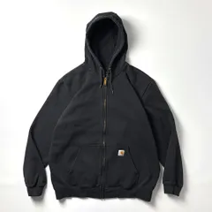 Carhartt カーハート ジップパーカー スウェット パーカー フーディー XL ブラック 黒 無地 ヘビーウェイト 裏起毛 フルジップ ビッグシルエット ワーク 90s USA古着