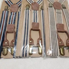 【伸縮性◎】サスペンダー メンズ レディース Y型 ネイビー ブラウン　ベージュ おしゃれ ロングサイズ【フォーマルOK】　レッド