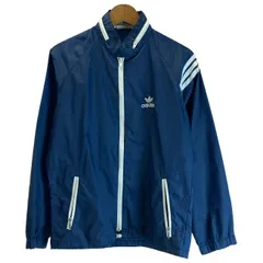 adidas 　ナイロンジャンパー　80s vintage　80年代　OLD　ウインドブレーカー　ハイネック　フード収納　無地　ワンポイント　トレフォイル　刺しゅう　デサント製　ADS-200　日本製　スポーツ　古着
