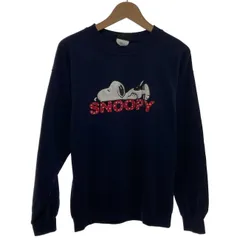 PEANUTS　スウェット　長袖　トレーナー　トップス　クルーネック　裏起毛　キャラクター　スヌーピー　ワッペン　古着