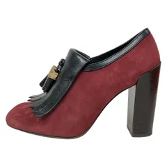 TORY BURCH(トリーバーチ) ブーティ 8M レディース - ボルドー×黒 タッセル/フリンジ レザー