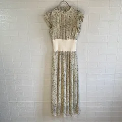 INGNI イング 1221-550361 ウエストリブ 花柄 シフォン フリル ワンピース 半袖 トップス オフホワイト 【未使用品】 レディース