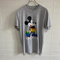 Disney ディズニー レインボー ミッキーマウス プリント Ｔシャツ 半袖 グレー【中古】 ユニセックス