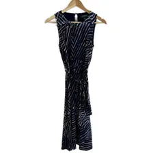 ラルフローレン ワンピース サイズ2P レディース美品  - ダークネイビー×アイボリー×ブルー クルーネック/ノースリーブ/ロング