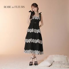 ROBE de FLEURS ローブドフルール fm3486［ハイネックウエストリボン