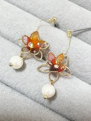 立体ワイヤーフラワー チタンポストピアス プラパール