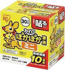 WJ182 アイリスオーヤマ 使い捨てカイロ ミニ 貼る 30枚 日本製 ぽかぽか家族 4905009678976①のサムネイル
