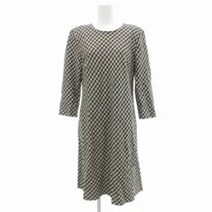 タルボット TALBOTS ワンピース ひざ丈 七分袖 チェック柄 10 白 黒 /JS