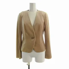 アナイ ANAYI ノーカラージャケット アウター ベロア ベルベット 38 ベージュ 101821-10-050-41-380 /RO