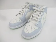  美品 ナイキ NIKE エア ジョーダン 1 ミッド SE GS FQ9117-400 23.5cm ホワイト ライトブルー レディース