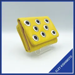 ✱ELEY KISHIMOTO（イーリーキシモト）✱ 希少デザイン 二つ折り財布 イエロー 黄色 ハトメ グロメット 幾何学 アーティスト 派手 個性的 本革