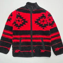 8t 140 ラルフローレン Polo Kids(ポロキッズ) レッド ブラック フリース ジップアップ