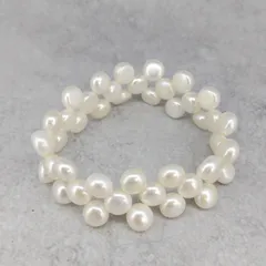 淡水 パール デザイン ゴム ブレスレット クレオ  ブレス 01 ホワイト