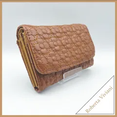 ✱Roberta Viviani（ロベルタヴィヴィアーニ）✱ 美品 折り財布 フラワー 刺繍 キルティング ブラウン 茶色 花柄 レディース コンパクト ウォレット