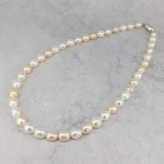 淡水 パール マルチ カラー ネックレス ライス 真珠 7.0mm-8.0mm 銀色 マグネット