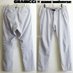 GRAMICCI × nano universe　（ グラミチ × ナノユニバース ）　コラボ　シアサッカー クライミングパンツ　フリー　スリム　ストライプ　メンズ　白×青