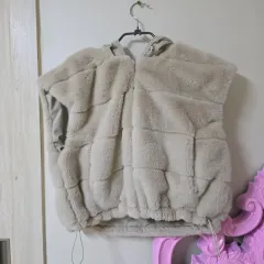 アイボリーファー フードベスト ダウンベスト リバーシブル 両面