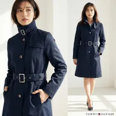 TOMMY HILFIGER【M】トレンチコート 紺 ベルト付 通勤 きれいめ