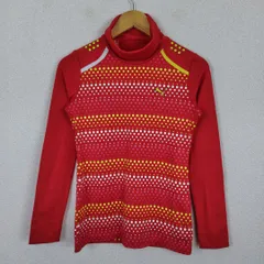 PUMA プーマ ハイネック カットソー ドット柄 レッド Mサイズ レディース 古着 スポーツMIX Y2K