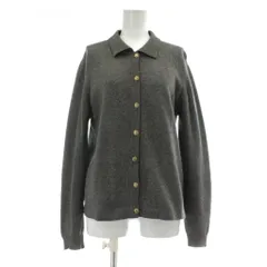 シャネル CHANEL ヴィンテージ ココマーク 金ボタン カーディガン ニット 長袖 カシミヤ 刺繍 L グレー /XZ ■GY18