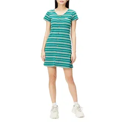 [エックスガール] ストライプトボタンダウンドレス STRIPED BUTTON DOWN DRESS
