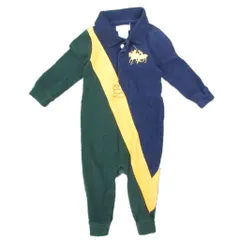 ラルフローレン RALPH LAUREN ロンパース オールインワン ボーダー 6M 紺 ネイビー 緑 グリーン 黄 イエロー ☆AA★