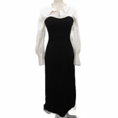 スナイデル SNIDEL オーバーシャツドッキングニットワンピース マキシ ロング 長袖 F 黒 ブラック ピンクベージュ SWNO215052