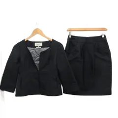 ボールジー BALLSEY トゥモローランド スカートスーツ セットアップ フォーマル テーラードジャケット タイトスカート ひざ丈 34 36 黒 ブラック 11-07-94-07051 ■YHS4