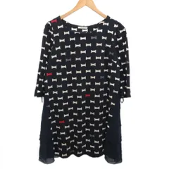 ローズティアラ Rose Tiara ワンピース スカート ひざ丈 リボン 紺 ネイビー 42 約L ■YHS14