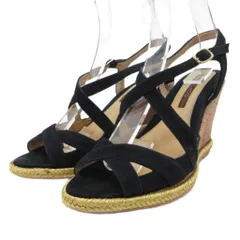 ペリーコ PELLICO サニー サンダル ウェッジソール スエード 黒 ブラック 37 約24㎝ ■YHS11