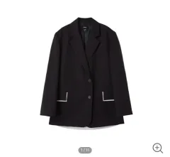 LAP ストライプ バイカラー オーバーサイズ ジャケット (ブラック カラー Free! サイズ)