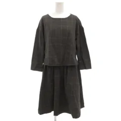 アフタヌーンティー Afternoon Tea ワンピース M 茶 ブラウン ひざ丈 チェック柄 七分袖 /GV