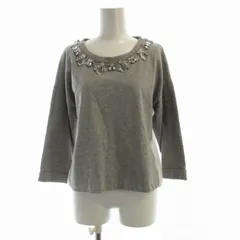 ダイアグラム グレースコンチネンタル Diagram GRACE CONTINENTAL カットソー ビジュー装飾 切替 七分袖 36 グレー 白 ホワイト 35142083 /RO